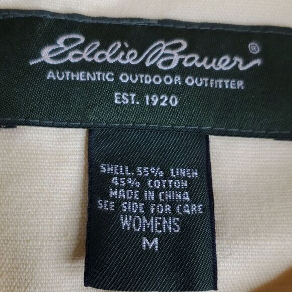 M EDDIE BAUER LINEN COTTON PALE PASTEL YELLOW SHIRT SHACKET JACKET MEDIUM - Picture 12 of 14